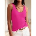 thumbnail image 5 of Women V‑Neck Ruffle Sleeveless Ribbed‑Knit Tank Top, Lightweight Casual Going‑Out Summer Blouse, 5 of 12