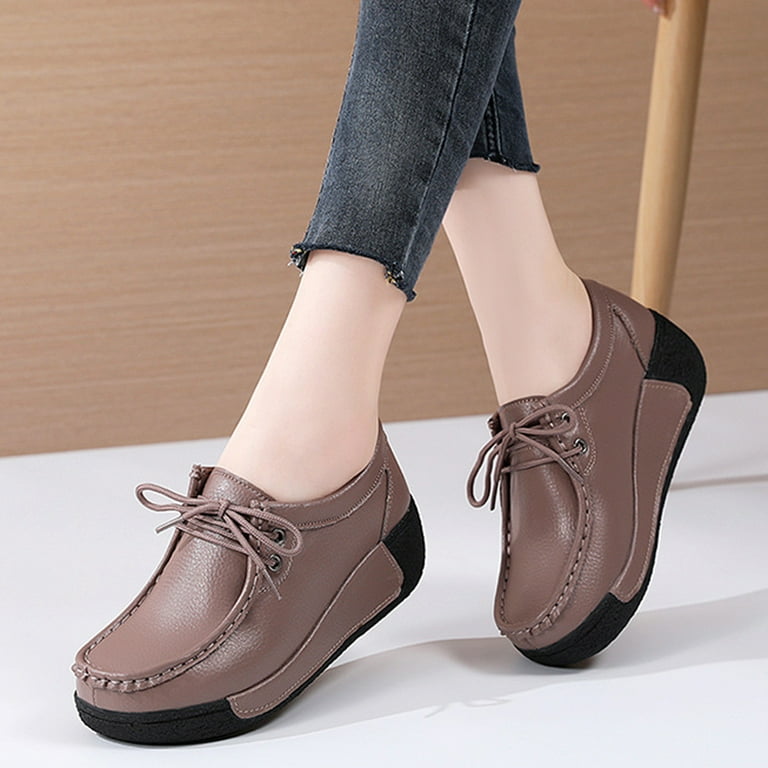 hopeusnice Clearance Women's Lace Up Platform Loafers Comfortable