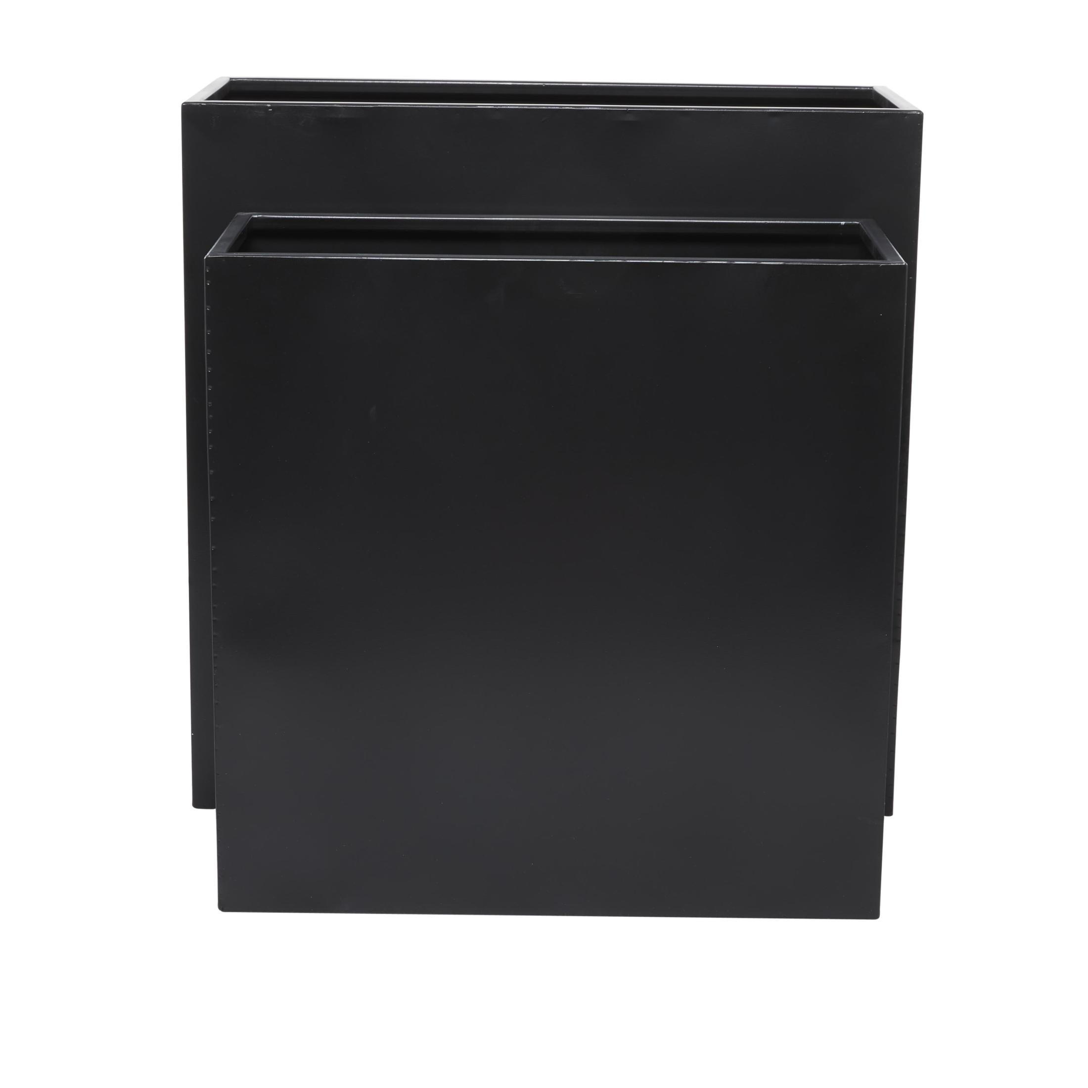 DecMode 28", 24"H Black Metal Planter (2 Count)