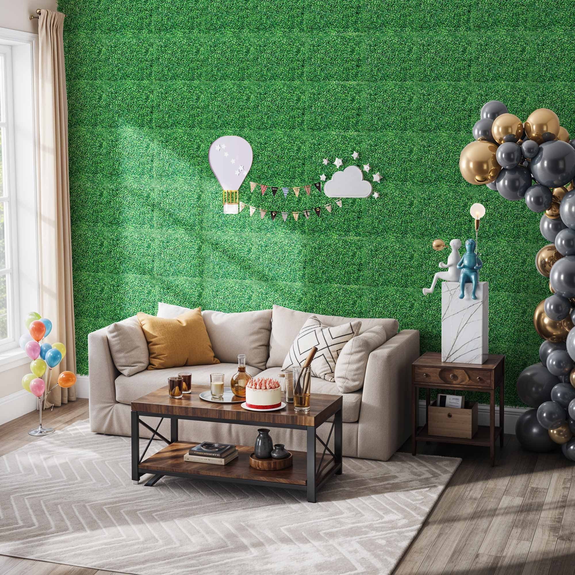 Uforic 24 Pcs 20"x20" Artificial Grass Wall Panels UV-Resistant Indoor/Outdoor Privacy Hedge Green