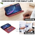 thumbnail image 3 of Compatible With iPhone 15 Wallet Case,PU Leather Flip Folding Kickstand,With [RFID Blocking] Card Holder,Magnetic Closure,Shockproof Anti-fall Rugged Phone Case Cover,Red, 3 of 9