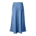 thumbnail image 5 of TTUHYWXI Women's Summer Midi Satin Skirt Dressy Casual High Waisted A Line Flowy Ruffle Elegant Party Skirts (Sky Blue, XL), 5 of 5