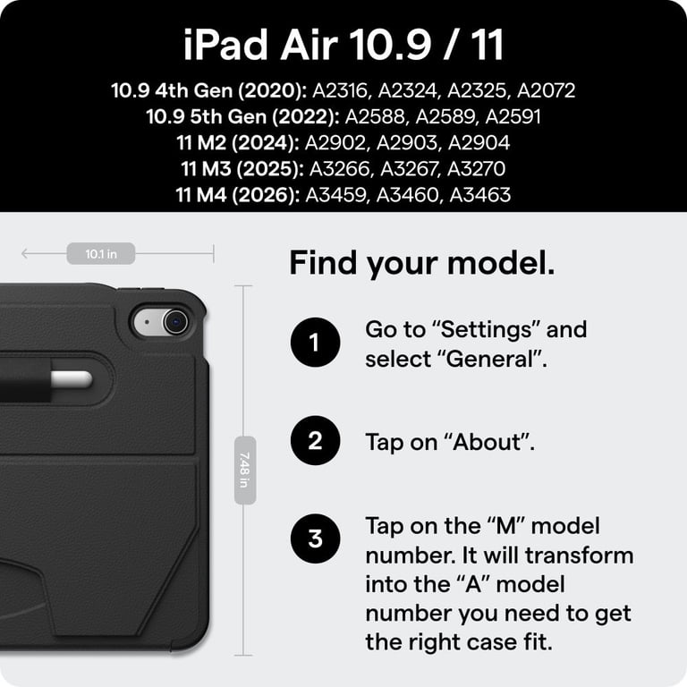 ZUGU iPad Air Case for M2/M3/M4 2024/2025/2026 & Gen 4/5 10.9
