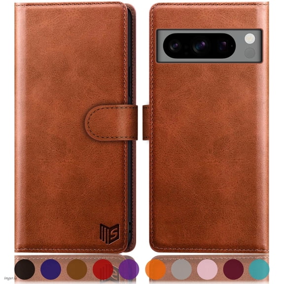 SUANPOT For Google Pixel 8 Pro Wallet Case with RFID Blocking Credit Card Holder,Light Brown