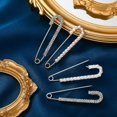 thumbnail image 5 of Broches para mujer, pinzas para suéter, chal, broches de cristal sintético y perla, 2 estilos, dorado y plateado (8 piezas), 5 of 5