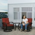 thumbnail image 5 of 3 Piece Outdoor Swivel Rocker Chairs, Swivel Glider Patio Chairs, Heavy Duty Patio Chairs 400 lbs with Side Table, Red, 5 of 11
