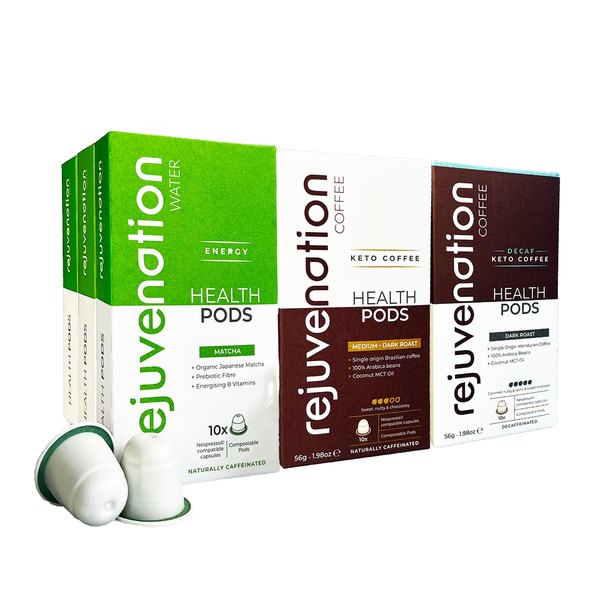 Rejuvenation Matcha Coffee Decaf Variety Nespresso Original Line Pods