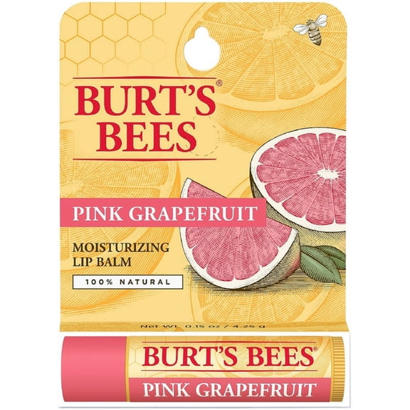 4 Pack - Burt's Bees Pink Grapefruit, Moisturizing Lip Balm 0.15 oz