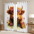 thumbnail image 2 of Feelyou Cute Flower Cow Curtains Pack of 2 (42x84 Each) for Teen, Kawaii Farmhouse Animal Curtains Blackout, Groovy Floral Bedroom Curtains, Blackout Curtains Home Decor, 2 of 6
