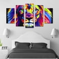 thumbnail image 3 of Cuadro Decorativo León Pop Art Colores Juego De 5 Piezas 150x80cm Ideal Para Sala Oficina Recámara Decoración Moderna, 3 of 5