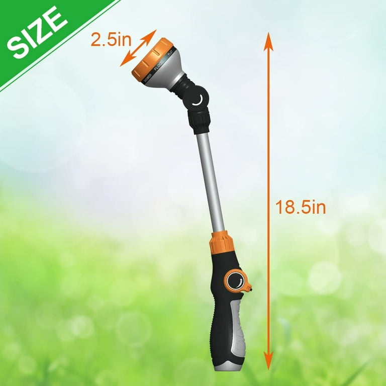 Garden Watering Wand, Garden Hose Nozzle Hose Sprayer Water Hose Wand with  Pivoting Head, 8 Spray Patterns, Thumb Flow Control, Easy to Reach Anywhere  in Garden & Law 