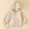 thumbnail image 4 of Toddler Baby Outwear Long Sleeve Hooded Pocket Zipper Solid Color Jacket Windproof Long Sleeve Coats for Girls Boys, 4 of 7