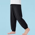 thumbnail image 2 of ZACPNCV Boys and Girls Casual Cotton Pants Lightweight Summer Elastic Waist Solid Lounge Long Trousers with Pockets Black 11-12 Years, 2 of 5