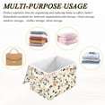 thumbnail image 6 of Yayeee Collapsible Cube Storage Bin with Lid Fabric Closet Decorative Basket with Handles, Beige Leaves Plaid, 6 of 7