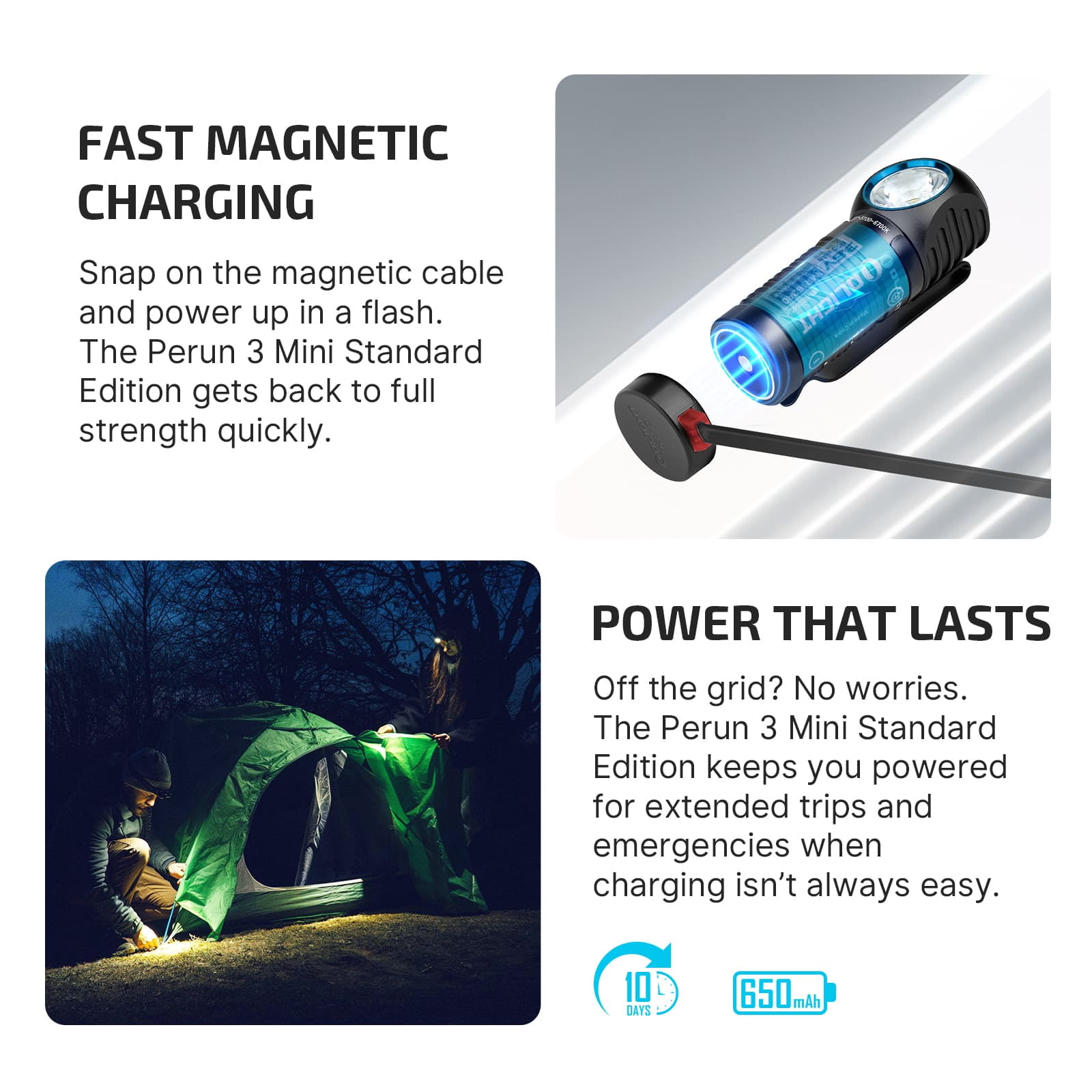 OLIGHT Perun 3 Mini Headlamp & Flashlight with Red and White Light（Black）