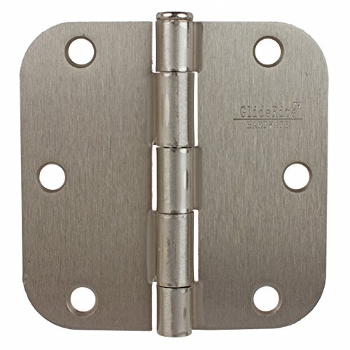 GlideRite Hardware 3558-SN-50 3.5 inch Steel Door Hinges 0.625-inch Radius Satin Nickel Finish 50 Pack
