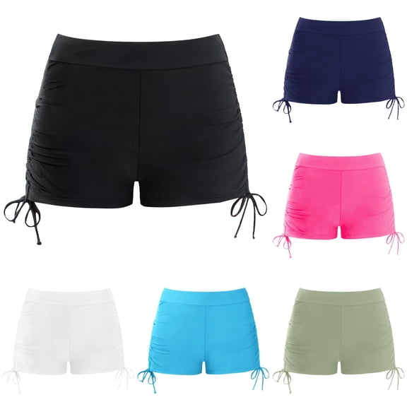 Bigetiay Girls Swim Bottoms UPF 50 High Waist Drawstring Stretchy Swim Shorts for Toddler Kids, Size 13-14 Years