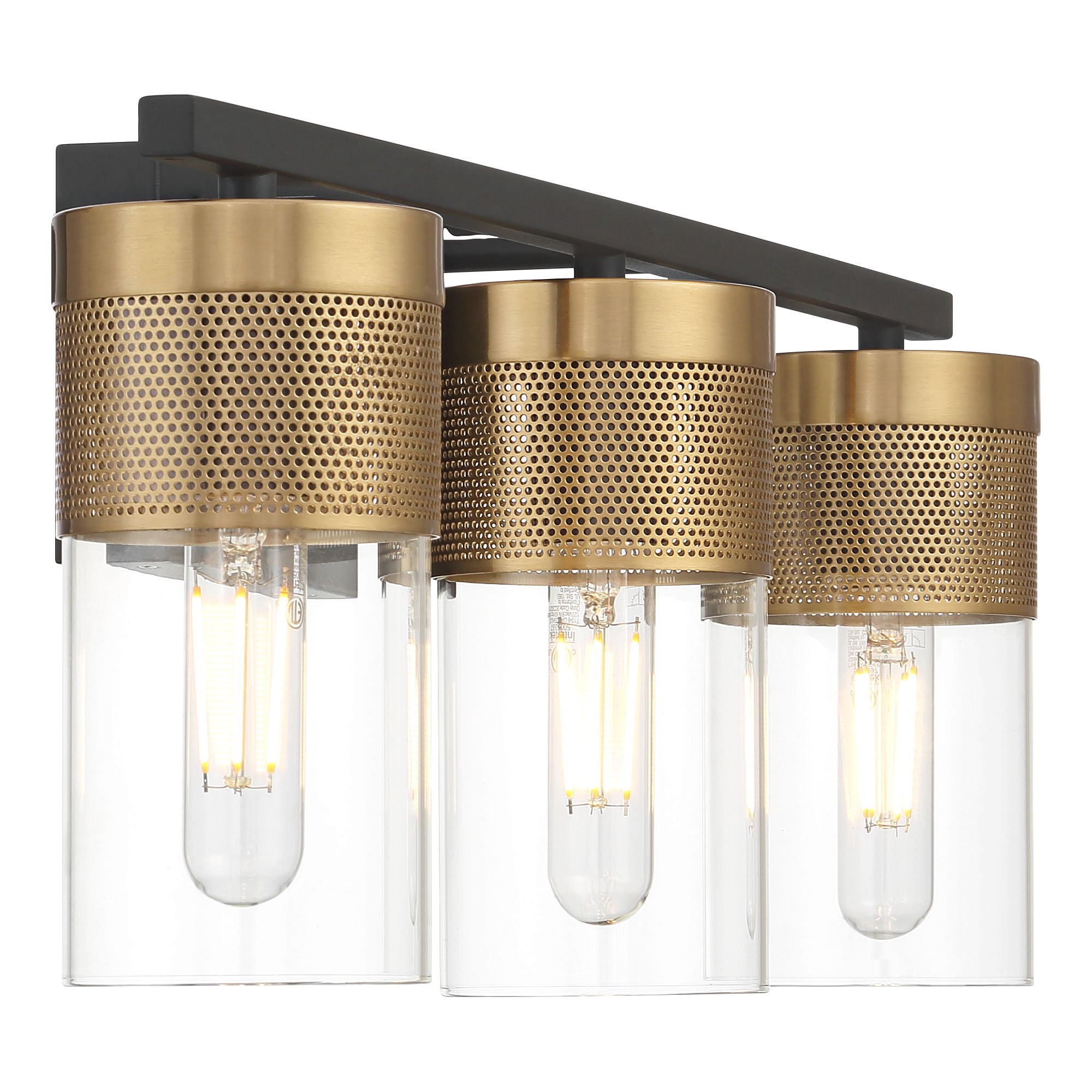 Possini Euro Design Berlin 23 1/2" High Modern 3 Light Bathroom Vanity Wall Lamp Light Fixture Mount Hardwired Black and Gold