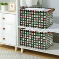 thumbnail image 2 of Yayeee Foldable Storage Basket for Shelves with Handles Set of 2 Waterproof Cloth Bins, Green Block Pattern, 2 of 7