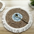 thumbnail image 4 of Flmtop 1PC Round Coasters Stain-Proof and Heat-Resistant Coasters Soft Straw Braided Bohemian Mats Dining Coasters Thickened Table Protection Placemats for Restaurants Bars Kitchens, 4 of 10