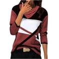thumbnail image 2 of Mikilon Blouse à Manches Longues Col en V Pliée avec Impression de Positionnement Décontractée pour Femmes, 2 of 5
