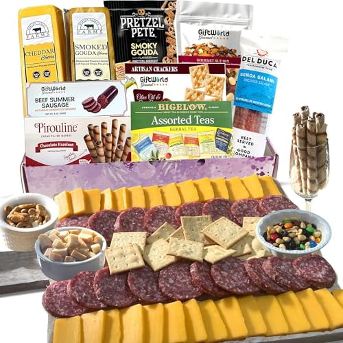 GiftWorld Sympathy Meat and Cheese Gift Basket with 9 Gourmet Items for Comfort and Remembrance