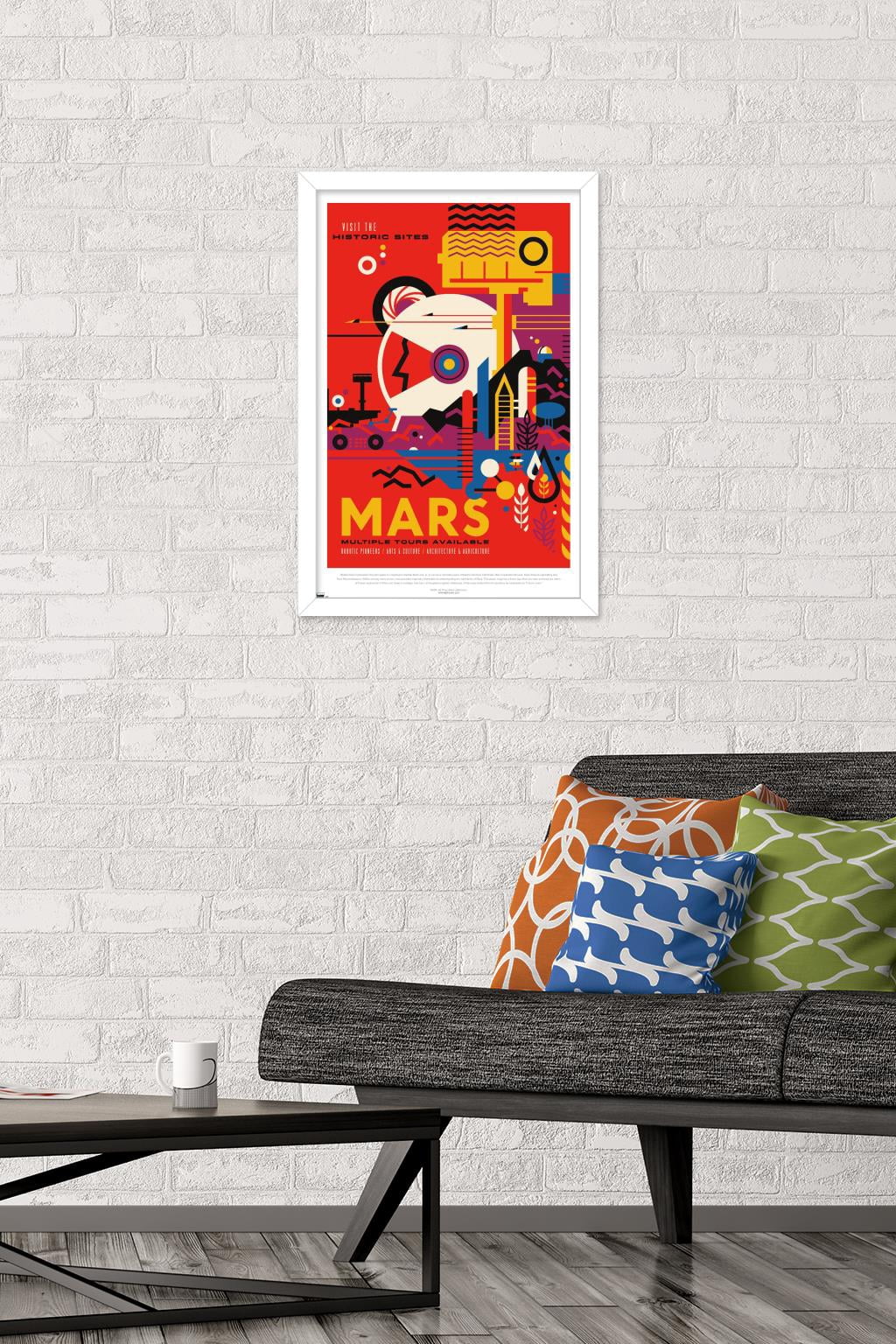 NASA - Mars Travel Poster Wall Poster, 14.725" x 22.375" Framed