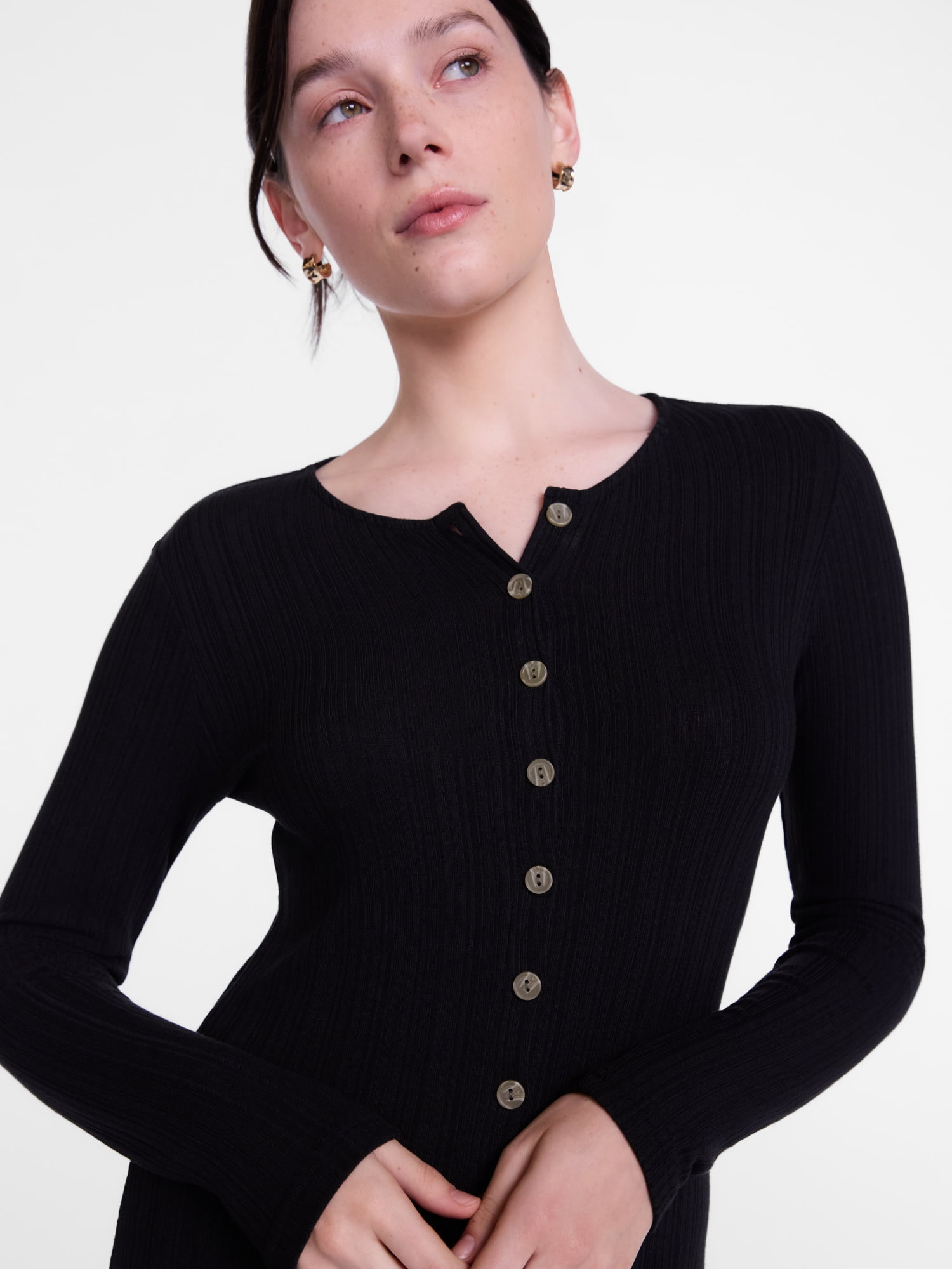 Scenario Women's Cardigan Midi Dress with Long Sleeves, Sizes XS-XXXL