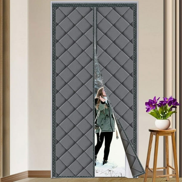 Cortina de protección térmica magnética para puertas | Pantalla de reducción de ruido para aislamiento térmico | Panel plegable con cierre automático | Oxford Fabric | 31,5x82,6 in | 1pc | Gris café