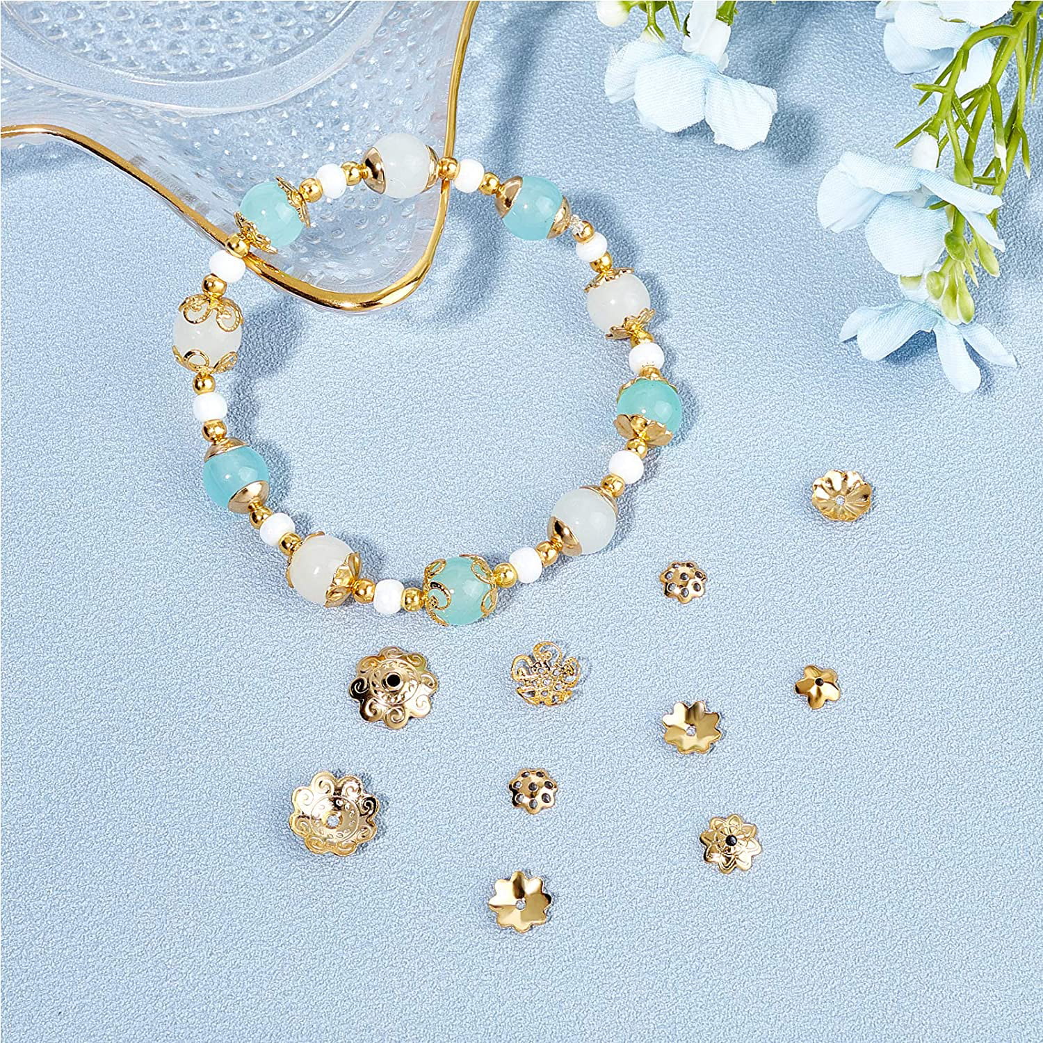 Flower sepal bead caps - 8x9mm - Jewelry making DIY bracelet necklace  earrings