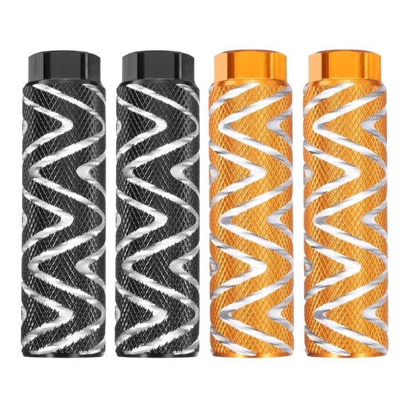 Uxcell 2 Pairs Bike Pegs Aluminum Alloy Rear Stunt Pegs Anti-Skid Foot Pedals fit 3/8" Axles for Mountain Bike BMX, Black & Yellow