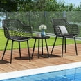 thumbnail image 3 of Ensemble Bistro de Patio 3 Pcs Table et Chaises Robustes Toutes Saisons Ensemble de 2 Noir, 3 of 10