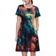 thumbnail image 1 of Disketp Colorful Flower Goat para Vestido de Manga Corta para Mujeres, Vestidos de Verano para Mujeres, Casual y Holgado para la Playa, 1 of 6