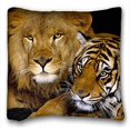 thumbnail image 1 of RYLABLUE Lion And Tiger Pillowcases Pillow Case Cushion Cover Size 18x18 Inches Two Side Print, 1 of 1