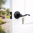 thumbnail image 4 of Matte Black Entry Door Lever, Residential Front and Back Door Use, 4 of 10
