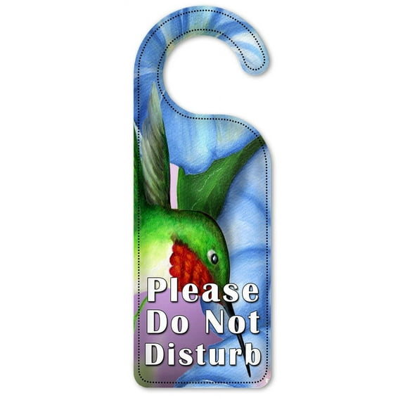 Do Not Disturb Door Knob Hanger Sign - Hummingbird & Flowers