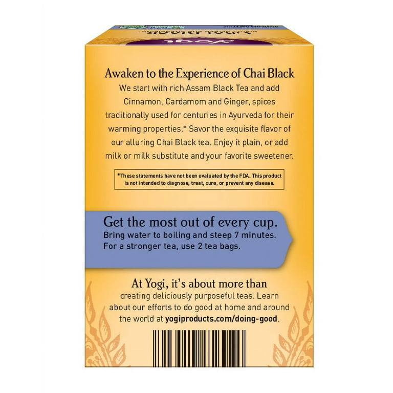  YOGI TEA Organic Black Chai Tea, 17 CT : Herbal Teas : Grocery  & Gourmet Food