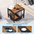 thumbnail image 2 of Patiojoy Table d'Appoint Extérieur avec Trou pour Parasol de 1,57 Pouces Table d'Extrémité de Patio en Métal à 2 Niveaux avec Tablette de Rangement, 2 of 9