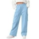 thumbnail image 1 of Pantalones largos para niñas y niños, de color liso, de pana, con cintura elástica, holgados, con cordón y bolsillos, informales, de poliéster., 1 of 7