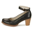 thumbnail image 3 of YDN Womens's Chunky Heel Ankle Strap Buckle Pumps Round Toe Mid Stacked Heels Daily Outfit Event Shoes Size 5.5 Black, 3 of 4