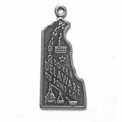 Delaware State Charm - Sterling Silver Delaware State Charm with Split Ring