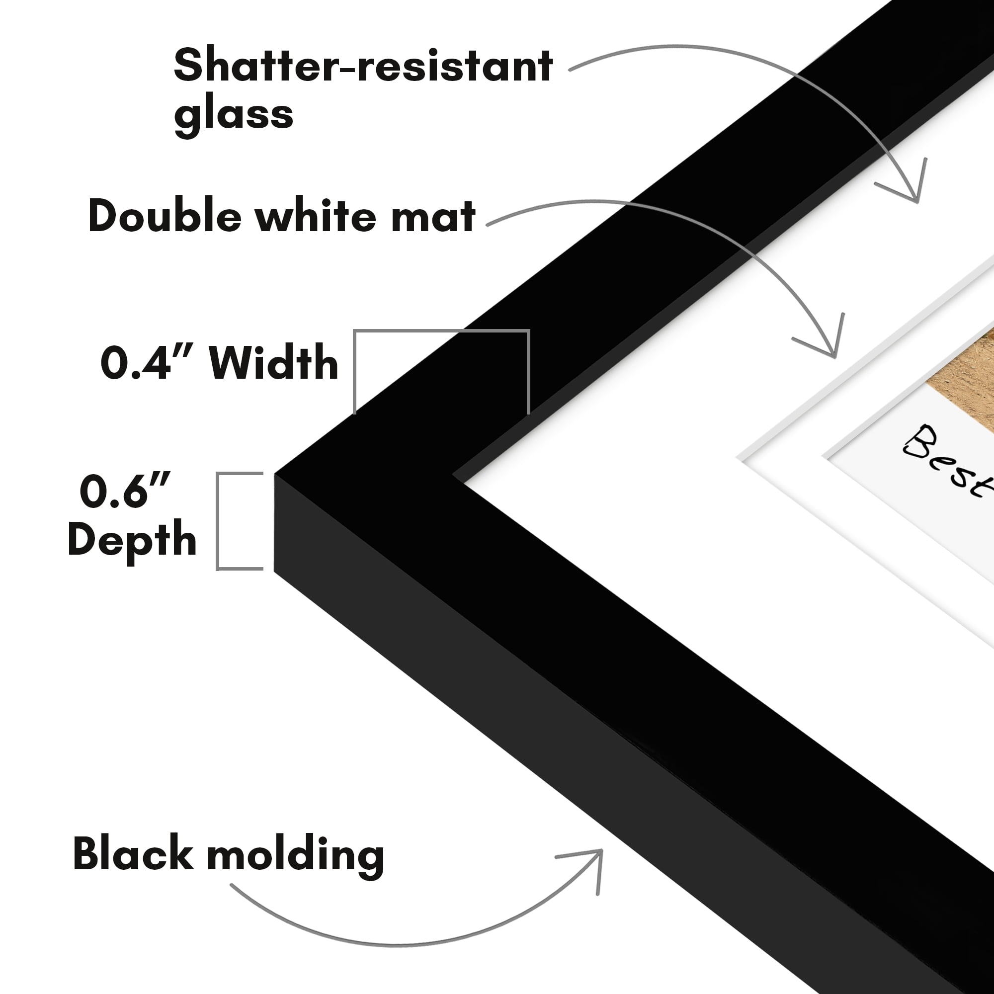 Americanflat 4x6 Picture Frame with Shatter-Resistant Glass with 2x3 Mat Instant Print Photos Mini - Black