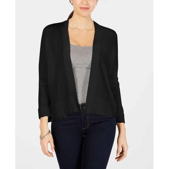 Charter Club Petite Open Front Cardigan Deep Black PXS
