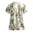 thumbnail image 3 of NIEWTR Women's V Neck Floral Print Scrub Tops Breathable Nursing Uniform Shirts with Pockets Wrinkle Resistant Fabric(Beige,3XL), 3 of 3