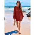 thumbnail image 5 of ANRABESS Womens Swimsuit Cover Up Crochet Long Sleeve Mesh Knit Summer Beach Dress Sheer Hollow Out Bathing Suit Coverup, 5 of 11