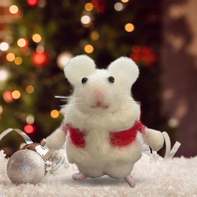 Mini ratón de dibujos animados con tema de Festival de decoración de animales navideños para decoración casera DIY