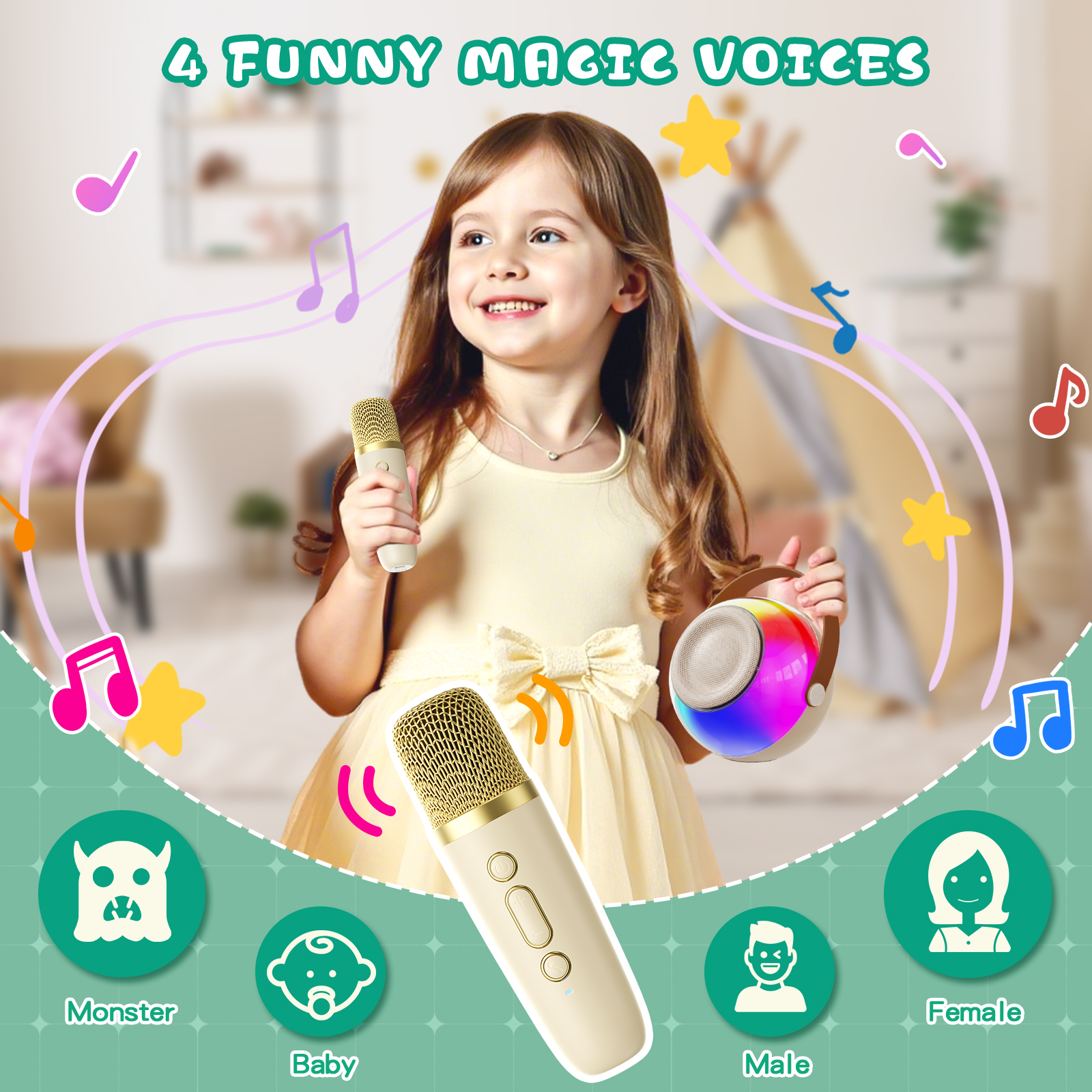 FanFun Mini Karaoke Machine for Kids, Portable Singing Machine with Microphone, Bluetooth Karaoke Speaker on Sale for Adult, Best Gift for Christmas, D25