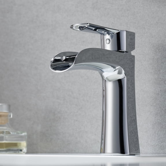 Tatcha Polished Chrome Single Hole Single-Handle Brass Waterfall Bathroom Faucet