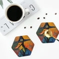 thumbnail image 4 of Lsque Abstract Funny Duck Pattern 4" Drink Coasters Set of 4, PVC Leather Absorbent Coasters, Table Coaster Set Decorative Coffee Cup Coasters Housewarming Gift -Hexagon, 4 of 6