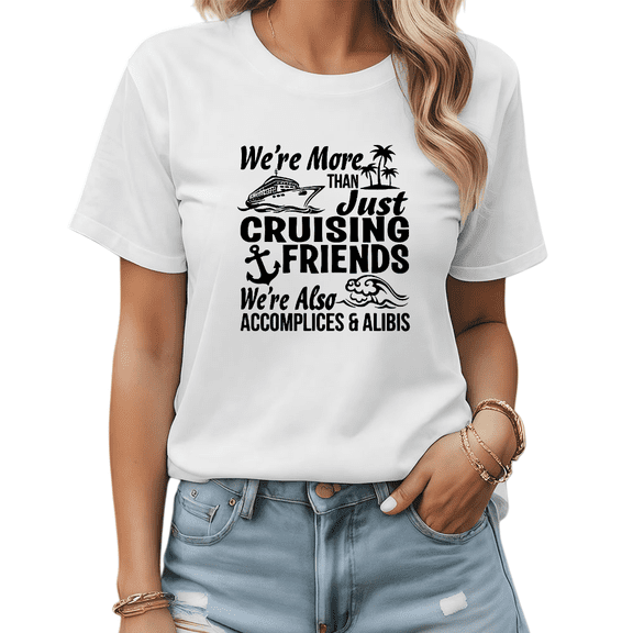 Cruise Accomplices & Alibis Graphic Tees Print Tshirt Shirts BFF Vacation Fun Outfits White S-5XL Tops